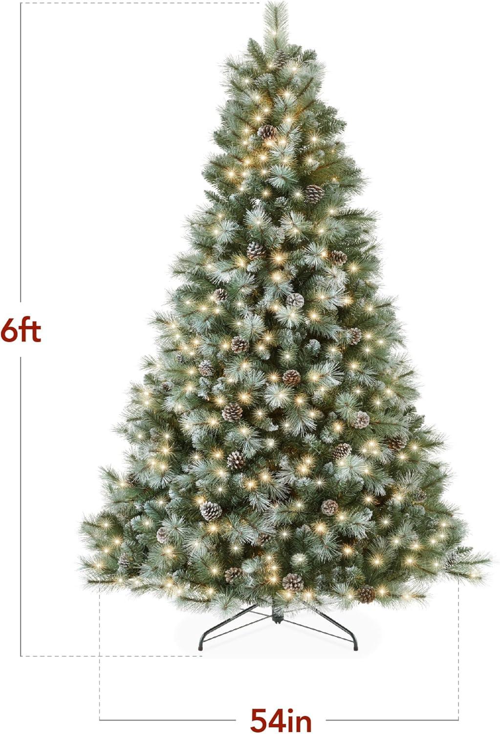 imageBest Choice Products Full Scotch Pine Christmas Tree 6ft PreLit Holiday Decor w 1200 Twinkling Micro LED Lights 2in1 White ampamp MulticolorFrosted