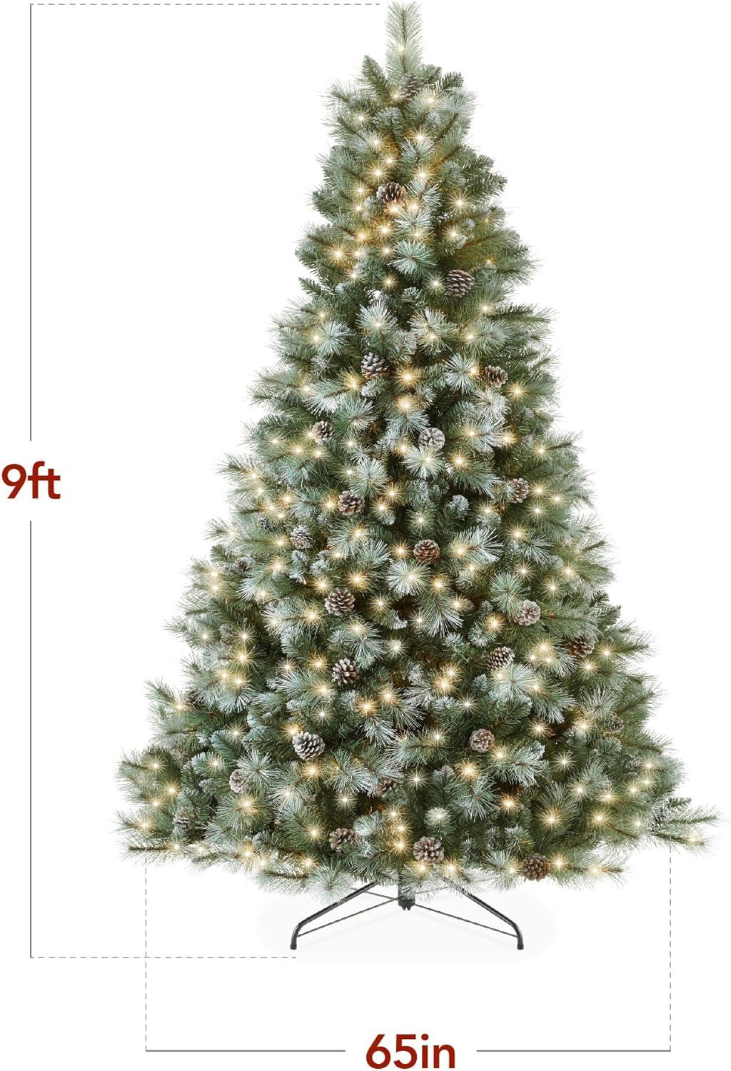 imageBest Choice Products Full Scotch Pine Christmas Tree 6ft PreLit Holiday Decor w 1200 Twinkling Micro LED Lights 2in1 White ampamp MulticolorFrosted