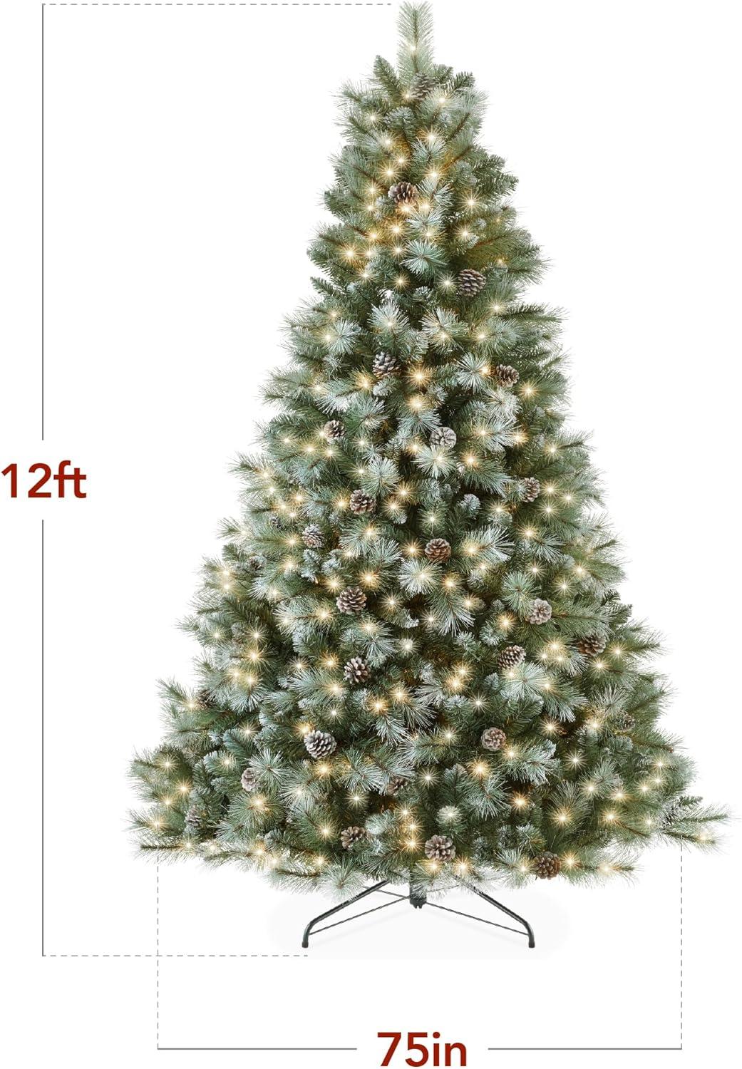 imageBest Choice Products Full Scotch Pine Christmas Tree 6ft PreLit Holiday Decor w 1200 Twinkling Micro LED Lights 2in1 White ampamp MulticolorFrosted