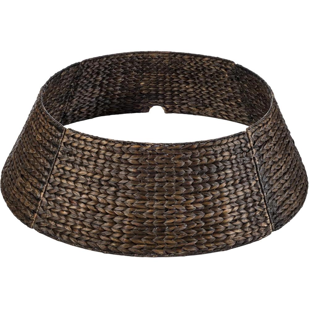 imageBest Choice Products 36in Christmas Tree Collar Woven Hyacinth 3Piece Holiday Rattan Tree Skirt Accessory for Home wCord CutOut  NaturalEspresso