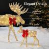 imageBest Choice Products 2D Moose Family Outdoor 2Pc Christmas Yard Dcor 4ft Lighted Yard Set Prelit AllWeather w 125 LEDs Ground Stakes  GoldGold  2Piece