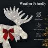 imageBest Choice Products 2D Moose Family Outdoor 2Pc Christmas Yard Dcor 4ft Lighted Yard Set Prelit AllWeather w 125 LEDs Ground Stakes  GoldWhite  3Piece