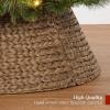 imageBest Choice Products 36in Christmas Tree Collar Woven Hyacinth 3Piece Holiday Rattan Tree Skirt Accessory for Home wCord CutOut  NaturalChestnut