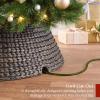 imageBest Choice Products 36in Christmas Tree Collar Woven Hyacinth 3Piece Holiday Rattan Tree Skirt Accessory for Home wCord CutOut  NaturalEspresso