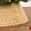 imageBest Choice Products 36in Christmas Tree Collar Woven Hyacinth 3Piece Holiday Rattan Tree Skirt Accessory for Home wCord CutOut  NaturalNatural
