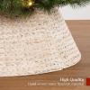 imageBest Choice Products 36in Christmas Tree Collar Woven Hyacinth 3Piece Holiday Rattan Tree Skirt Accessory for Home wCord CutOut  NaturalWashed White