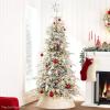 imageBest Choice Products 36in Christmas Tree Collar Woven Hyacinth 3Piece Holiday Rattan Tree Skirt Accessory for Home wCord CutOut  NaturalWashed White