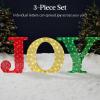 imageBest Choice Products 3Piece Christmas Joy Yard Decoration 32in 3D Lighted Outdoor Holiday Dcor w 150 LED Lights Ground Stakes  RedGoldGreen