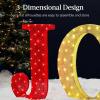 imageBest Choice Products 3Piece Christmas Joy Yard Decoration 32in 3D Lighted Outdoor Holiday Dcor w 150 LED Lights Ground Stakes  RedGoldGreen