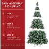 imageBest Choice Products 6ft PreDecorated Holiday Christmas Tree for Home Office Party Decoration w 1000 PVC Branch Tips Partially Flocked Design Pine Cones Metal Hinges ampamp Base12ft