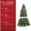 imageBest Choice Products Christmas Tree PreLit PreDecorated Artificial 6ft Frosted Pine Holiday Decoration wFrosted Tips Pine Cones Berries45ft