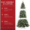 imageBest Choice Products Christmas Tree PreLit PreDecorated Artificial 6ft Frosted Pine Holiday Decoration wFrosted Tips Pine Cones Berries75ft