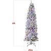 imageBest Choice Products Flocked Pencil Christmas Tree PreLit Slim Artificial Holiday Decoration 6ft Lighted Skinny wBase Warm White LightsDual WhiteMulti Color Lights