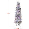 imageBest Choice Products Flocked Pencil Christmas Tree PreLit Slim Artificial Holiday Decoration 6ft Lighted Skinny wBase Warm White LightsDual WhiteMulti Color Lights