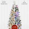 imageBest Choice Products Flocked Pencil Christmas Tree PreLit Slim Artificial Holiday Decoration 6ft Lighted Skinny wBase Warm White LightsDual WhiteMulti Color Lights
