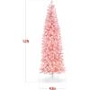 imageBest Choice Products Flocked Pencil Christmas Tree PreLit Slim Artificial Holiday Decoration 6ft Lighted Skinny wBase Warm White LightsPink  White Lights
