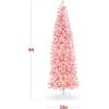 imageBest Choice Products Flocked Pencil Christmas Tree PreLit Slim Artificial Holiday Decoration 6ft Lighted Skinny wBase Warm White LightsPink  White Lights