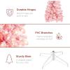 imageBest Choice Products Flocked Pencil Christmas Tree PreLit Slim Artificial Holiday Decoration 6ft Lighted Skinny wBase Warm White LightsPink  White Lights