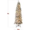 imageBest Choice Products Flocked Pencil Christmas Tree PreLit Slim Artificial Holiday Decoration 6ft Lighted Skinny wBase Warm White LightsWhite Lights