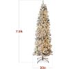 imageBest Choice Products Flocked Pencil Christmas Tree PreLit Slim Artificial Holiday Decoration 6ft Lighted Skinny wBase Warm White LightsWhite Lights