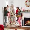 imageBest Choice Products Flocked Pencil Christmas Tree PreLit Slim Artificial Holiday Decoration 6ft Lighted Skinny wBase Warm White LightsWhite Lights
