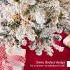 imageBest Choice Products Flocked Pencil Christmas Tree PreLit Slim Artificial Holiday Decoration 6ft Lighted Skinny wBase Warm White LightsWhite Lights