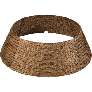 imageBest Choice Products 36in Christmas Tree Collar Woven Hyacinth 3Piece Holiday Rattan Tree Skirt Accessory for Home wCord CutOut  NaturalChestnut
