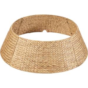 imageBest Choice Products 36in Christmas Tree Collar Woven Hyacinth 3Piece Holiday Rattan Tree Skirt Accessory for Home wCord CutOut  NaturalNatural