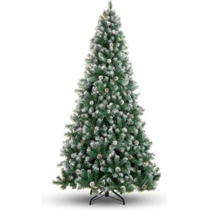 imageBest Choice Products 6ft PreDecorated Holiday Christmas Tree for Home Office Party Decoration w 1000 PVC Branch Tips Partially Flocked Design Pine Cones Metal Hinges ampamp Base45ft