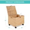 imageBest Choice Products Handwoven Water Hyacinth Rolling Filing Cabinet Mobile File Organizer for Hanging Folders WLid and Locking Wheels For Home or Office  NaturalNatural