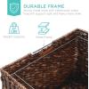 imageBest Choice Products Handwoven Water Hyacinth Rolling Filing Cabinet Mobile File Organizer for Hanging Folders WLid and Locking Wheels For Home or Office  NaturalBrown