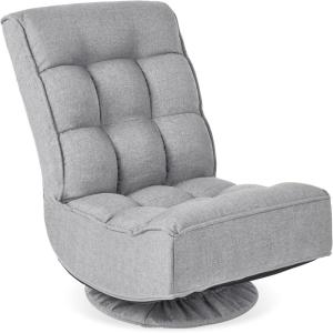 imageBest Choice Products Reclining Folding Floor Gaming Chair for Home Office Lounging Reading w 360Degree Swivel 4 Adjustable Positions Tufted Cushions  BlackGrey