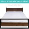 imageBest Choice Products Queen Size Metal Platform Bed Frame with Wooden Headboard and Footboard Mattress Support wWood Slats No Box Spring Needed Low Profile Bed Frame 660lb Capacity  BlackBrown