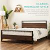 imageBest Choice Products Queen Size Metal Platform Bed Frame with Wooden Headboard and Footboard Mattress Support wWood Slats No Box Spring Needed Low Profile Bed Frame 660lb Capacity  BlackBrown