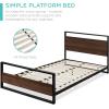 imageBest Choice Products Queen Size Metal Platform Bed Frame with Wooden Headboard and Footboard Mattress Support wWood Slats No Box Spring Needed Low Profile Bed Frame 660lb Capacity  BlackBrown