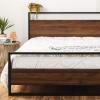 imageBest Choice Products Queen Size Metal Platform Bed Frame with Wooden Headboard and Footboard Mattress Support wWood Slats No Box Spring Needed Low Profile Bed Frame 660lb Capacity  BlackBrown