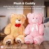 imageBest Choice Products 35in Giant Super Soft Plush Cuddly Teddy Bear Stuffed Animal Toy for Bedroom Kids Playroom wBow Tie Footprints  PastelPastel