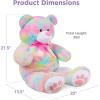 imageBest Choice Products 35in Giant Super Soft Plush Cuddly Teddy Bear Stuffed Animal Toy for Bedroom Kids Playroom wBow Tie Footprints  PastelPastel