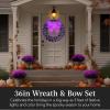 imageBest Choice Products 36in PreLit Outdoor Halloween Wreath LED Metal Holiday Dcor w 120 Lights Bow  PurpleBlack