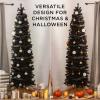 imageBest Choice Products 6ft Black Artificial Holiday Christmas Pencil Tree for Home Office Party Decoration w 608 Tips Metal Hinges ampamp BaseBlack