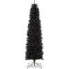 imageBest Choice Products 6ft Black Artificial Holiday Christmas Pencil Tree for Home Office Party Decoration w 608 Tips Metal Hinges ampamp BaseBlack