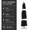 imageBest Choice Products 6ft Black Artificial Holiday Christmas Pencil Tree for Home Office Party Decoration w 608 Tips Metal Hinges ampamp BaseBlack