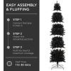 imageBest Choice Products 6ft Black Artificial Holiday Christmas Pencil Tree for Home Office Party Decoration w 608 Tips Metal Hinges ampamp BaseBlack