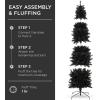 imageBest Choice Products 6ft Black Artificial Holiday Christmas Pencil Tree for Home Office Party Decoration w 608 Tips Metal Hinges ampamp BaseBlack
