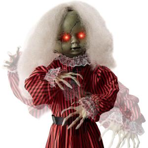 imageBest Choice Products Animatronic Roaming Creepy Doll Halloween Decoration Haunted Holly Sound Activated Holiday Prop wLightUp LED Eyes PreRecorded Phrases245 Creepy Doll