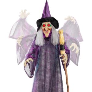 imageBest Choice Products Animatronic Roaming Creepy Doll Halloween Decoration Haunted Holly Sound Activated Holiday Prop wLightUp LED Eyes PreRecorded Phrases5ft Witch