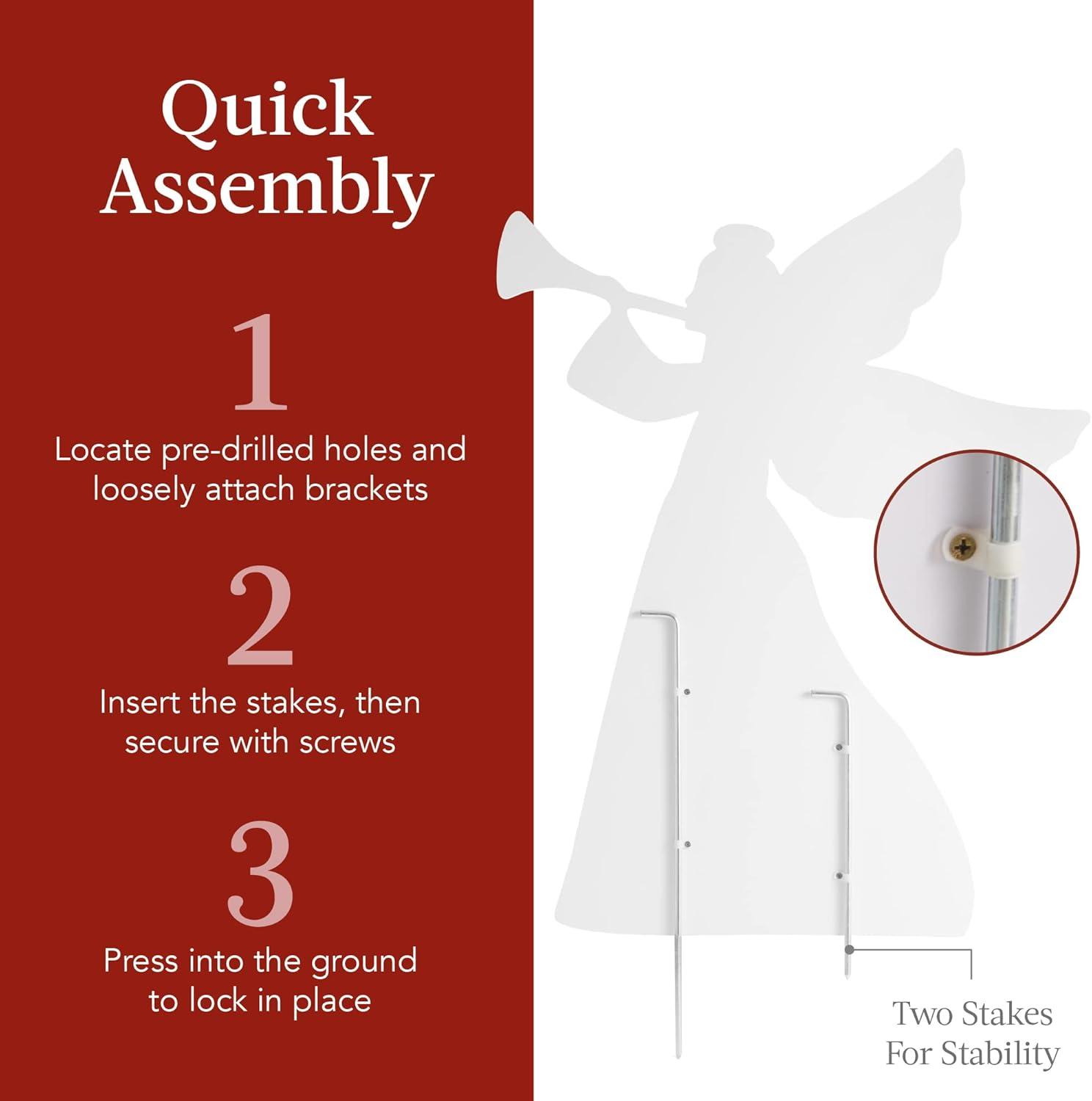 imageBest Choice Products 3ft Set of 2 Outdoor Christmas Angel Yard Decorations WeatherResistant PVC Dcor for Lawn Garden Display w 4 Ground Stakes