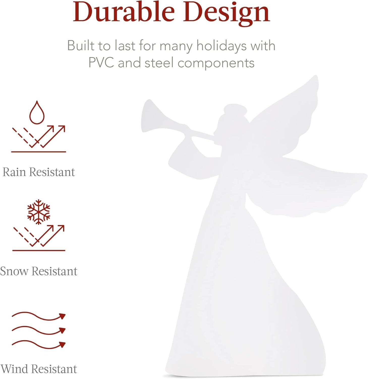 imageBest Choice Products 3ft Set of 2 Outdoor Christmas Angel Yard Decorations WeatherResistant PVC Dcor for Lawn Garden Display w 4 Ground Stakes