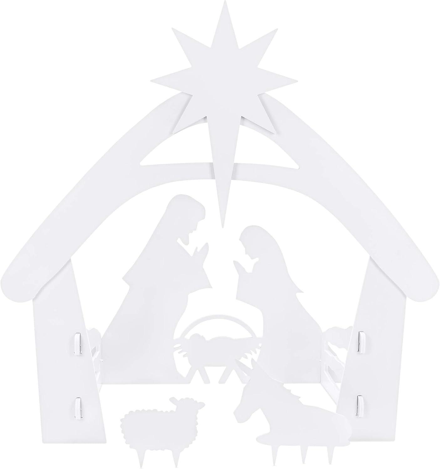 imageBest Choice Products 4ft Outdoor Nativity Scene WeatherResistant Decor Christmas Holy Family Yard Decoration WaterResistant PVC  WhiteWhite