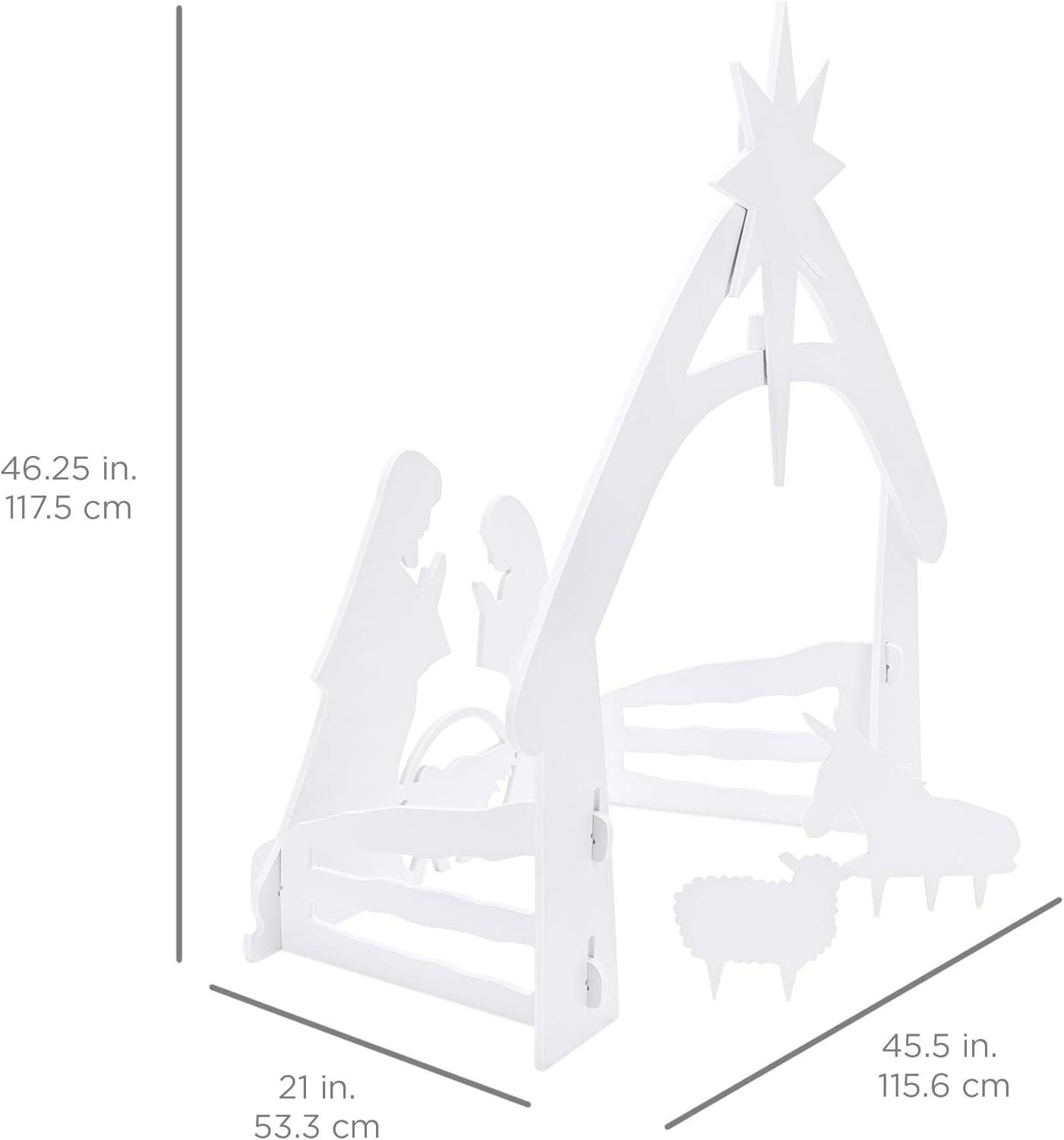 imageBest Choice Products 4ft Outdoor Nativity Scene WeatherResistant Decor Christmas Holy Family Yard Decoration WaterResistant PVC  WhiteWhite